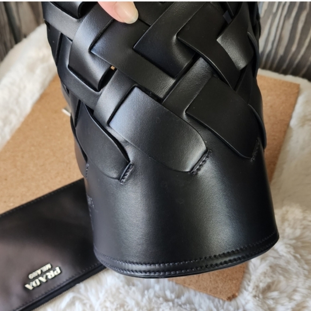 Prada Vitello Intreccio Woven Bucket - Picture 6 of 12